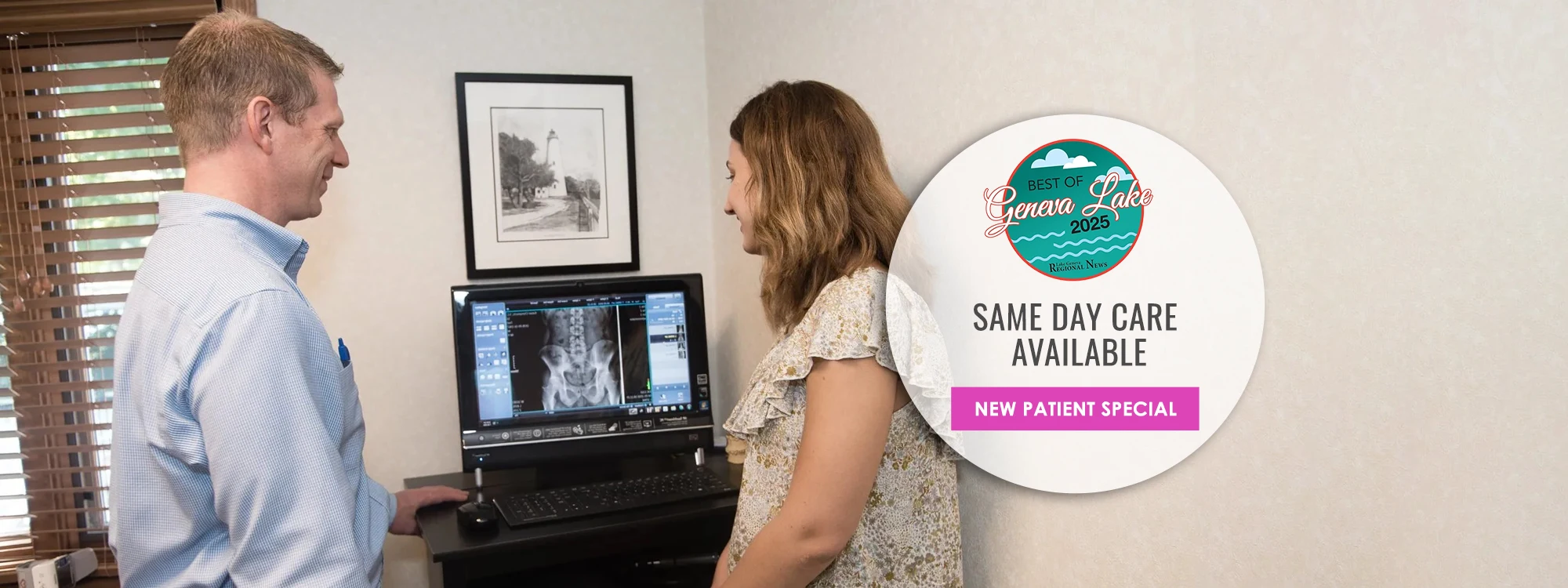 Chiropractor Lake Geneva WI Christopher Kaiser Showing Patient X-Ray